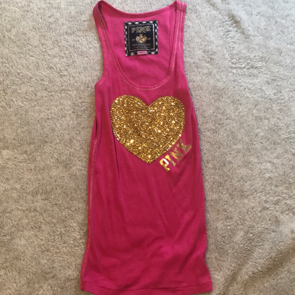 VS PINK TANK TOP WITH GOLD STAR SIZE MEDIUM $12